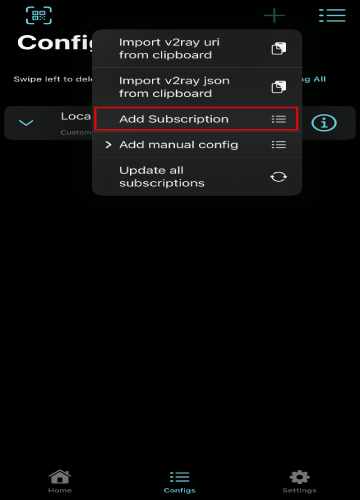 اضافه کردن کانفیگ&zwnj;ها و آپدیت لینک اشتراک در v2box